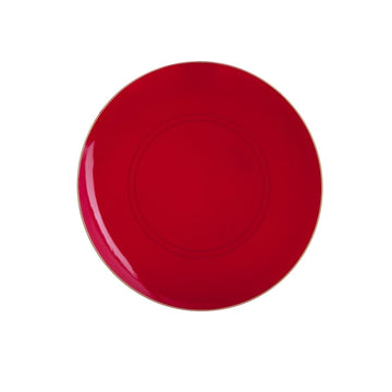 Red and Gold Round Plastic Plates | 10 Pack
