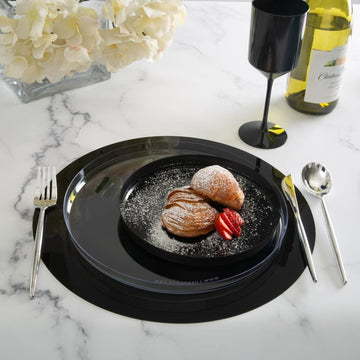 Round Black Walled Plastic Plates