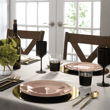 Round Clay Beige and Gold Plastic Plates | 10 Pack