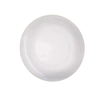 Round Accent Plastic Plates Round Clear • Gold Plastic Plates | 10 Pack