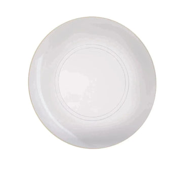 Round Accent Plastic Plates Round Clear • Gold Plastic Plates | 10 Pack
