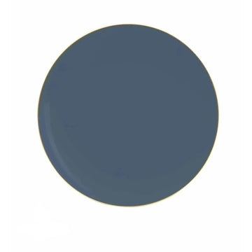 Round Accent Plastic Plates Round Slate • Gold Plastic Plates | 10 Pack