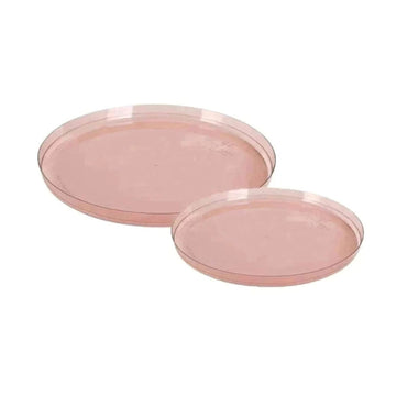 Round Transparent Rose Walled Plastic Plates | 10 Pack