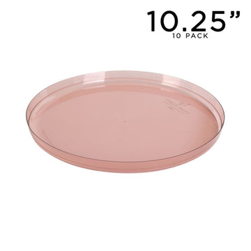 Round Accent Plastic Plates Round Transparent Rose Walled Plastic Plate | 10 Pack