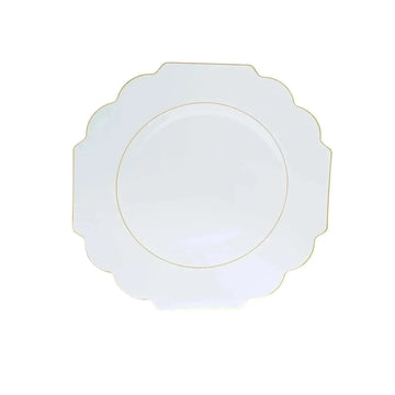 Scallop Design Plastic Plates Scalloped Clear • Gold Plastic Plates | 10 Pack