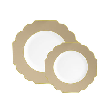 Scalloped Gold Plastic Plates | 10 Pack