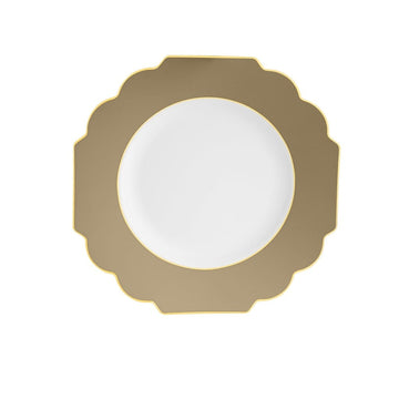 Scalloped Gold Plastic Plates | 10 Pack