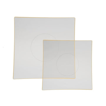 Square Clear • Gold Plastic Plates | 10 Pack