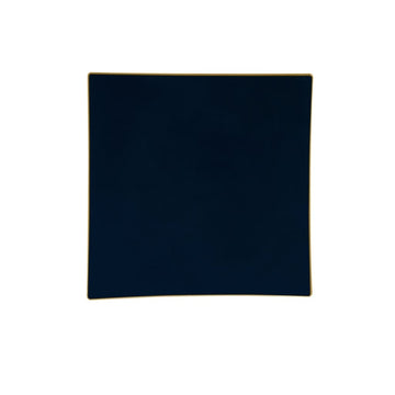Square Accent Plastic Plates Square Coupe Navy • Gold Plastic Plates | 10 Pack