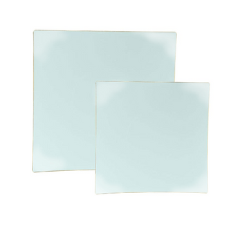 Square Mint Green and Gold Plastic Plates | 10 Plates